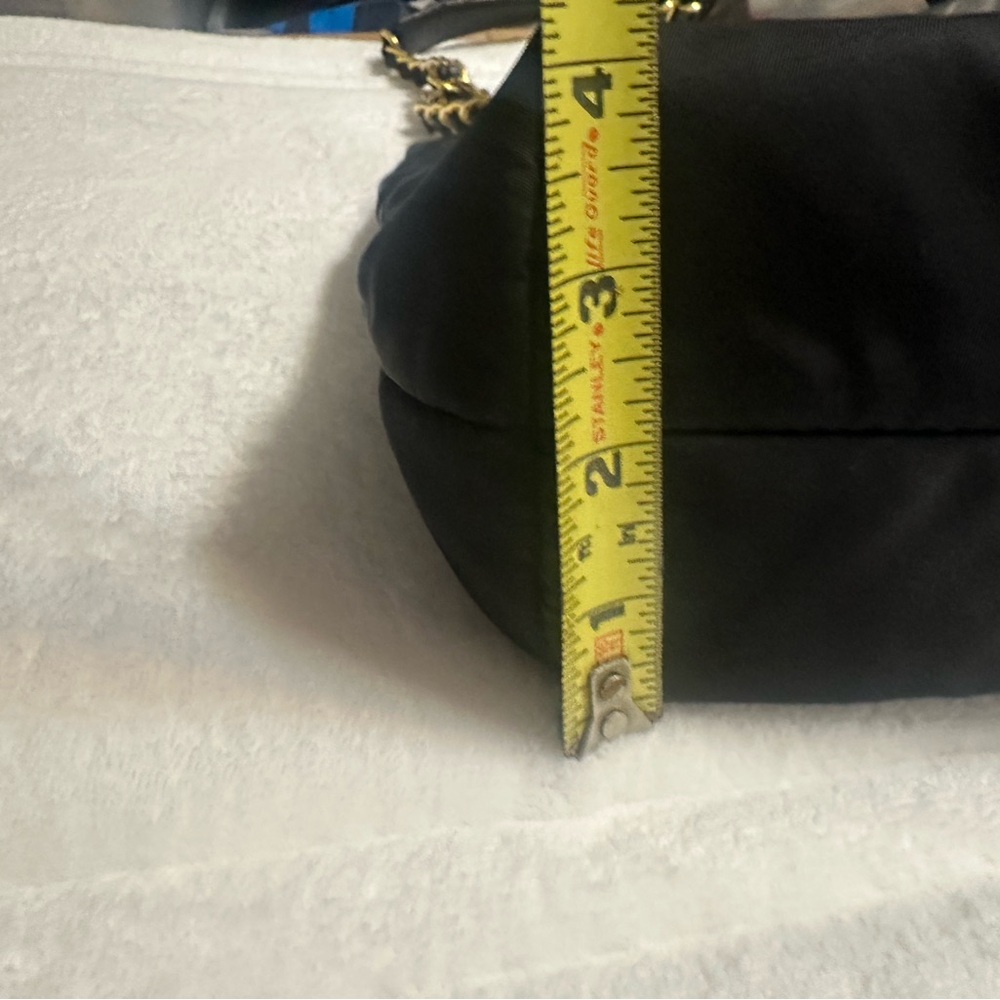 Black and Gold Structured Shoulder Bag with Chain Straps - Picture 9 of 12